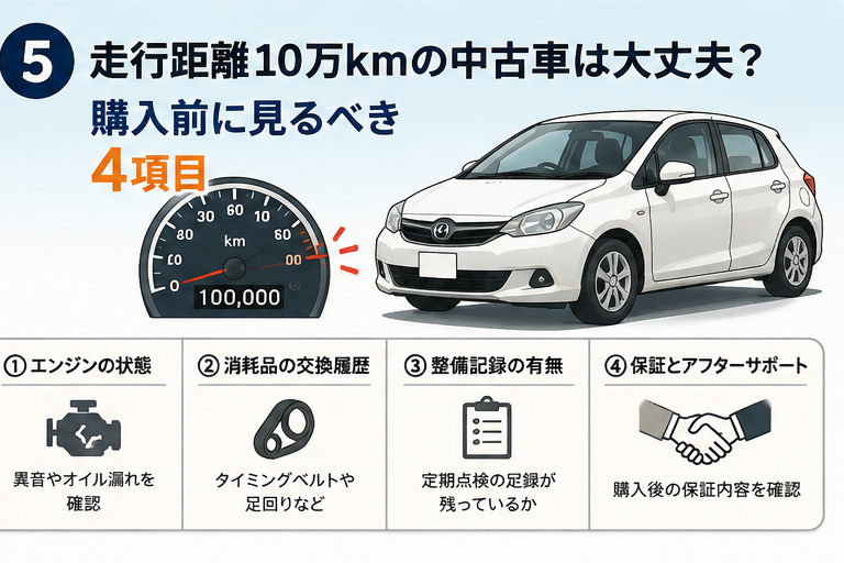 福岡の中古車販売店NEXUMが１０万キロオーバーの車を購入する際の注意点説明画像