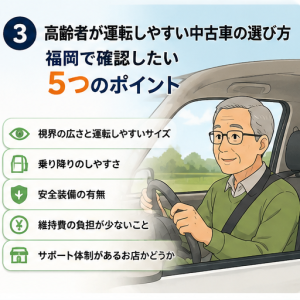 福岡中古車販売店NEXUMが高齢者のお車ご購入時に注意すべきポイントをまとめた画像